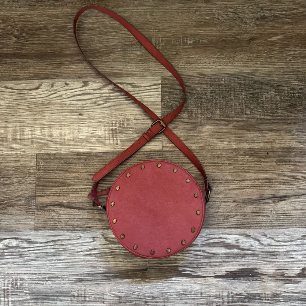Sonoma Red Studded Harbor Canteen Vegan Leather Crossbody Bag Size OS